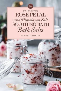 How To Use Dried Rose Petals, Himalayan Salt Bath Soak Recipe, Homemade Bath Soak, Rose Bath Salts Diy, Scrub Making, Bath Salt Recipe, Bath Salts Diy Recipes, Bath Tea Recipe, Homemade Bath Salts Recipe