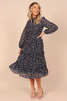 Petal And Pup, Usa Dresses, Navy Midi Dress, Dresses By Length, Sleeve Midi Dress, Long Sleeve Midi, Long Sleeve Midi Dress, Navy Floral, Spring Dresses