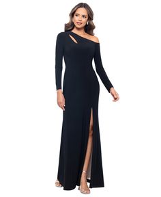 in stock Black Evening Dress With Asymmetrical Neckline For Gala, Formal Dress With Sleeves, Simple Formal Dress, Long Formal Dress, Dress With Sleeves, Gala Dresses, Jersey Dress, Formal Dress, Off The Shoulder