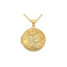 Classic and versatile, this gold locket is fashioned in shimmering polished 14 karat yellow gold. Complete with matching 14 karat yellow gold chain, this endearing uniquely shaped round accessory is the perfect way to make her smile. This locket weighs 1.85 grams and 4/5 inches in width and length. 14K Yellow Gold Round Locket Pendant Necklace with Chain Size: one size.  Gender: female.  Age Group: adult. Round Locket, Locket Pendant Necklace, Gold Locket, Make Her Smile, Yellow Gold Chain, Her Smile, Gold Chain, Locket, Gender Female