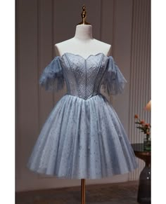 Get 10% off now! Buy gorgeous dusty blue sequined short prom dress off shoulder at cheap price online. Free stable shipping and pro custom service since 2009. Off The Shoulder Homecoming Dress, Blue Homecoming Dress, Mini Homecoming Dress, Unique Homecoming Dresses, Dama Dresses, Mini Homecoming Dresses, Hi Friend, Dresses Club, Professional Dress