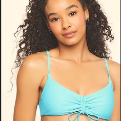 Nwt Sea Color Bikini Top. Sized L, Adjustable Scrunch Front, And Adjustable Straps. Casual Strappy Swimwear Bra Friendly, Seafoam Color, Top Forever 21, Forever21 Tops, Cheeky Bikinis, Scarf Styles, Womens Swim, Bralette, Fitness Models