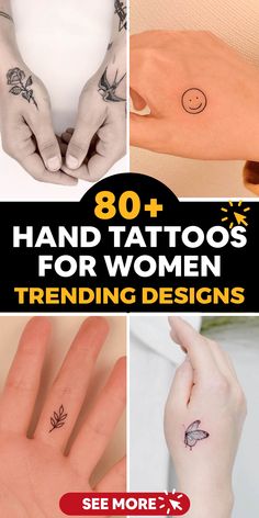 hand tattoos for women trending designs with the words, 80 + hand tattoos for women trending designs