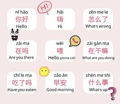 an english language poster with different words and pictures on it, including the word hello