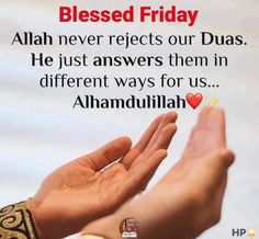 a person holding their hands together with the words, blessed friday