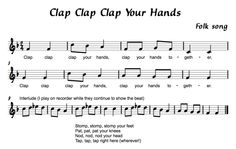 sheet music with the words clap clap your hands