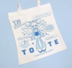 Designed for both style and functionality, Tote-chan is the cyber fairy who promises to protect your items with her endearing presence!* Printed in a vibrant blue against a white canvas base, Tote-chan brings a fun and playful graphic style to your wardrobe. SPECS *  13inches wide *  14.25 inches tall *  Recommend hand wash *  One-sided printing *  Simple bag design, no inner pockets or zippers  *Tote-chan is just a bag and cannot guarantee your item's safety. Anime Print Bags For Everyday Use, Harajuku Style Bags With Anime Print For Daily Use, Style Graphique, Blue Shoulder Bag, Simple Bag, Graphic Style, Zippered Tote, Simple Bags, Bag Design