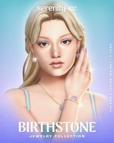 a digital painting of a woman with long blonde hair and jewelry on her arm, wearing a blue tank top