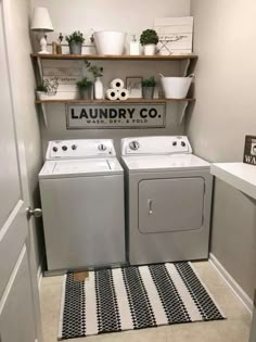 a washer and dryer in a small room