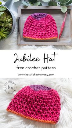 a crocheted hat is shown with text that reads, bubble hat free crochet pattern