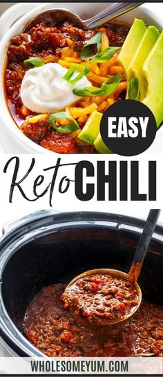 an easy keto chili recipe in the slow cooker