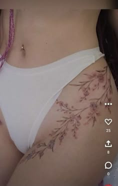 a woman's stomach with flowers on it