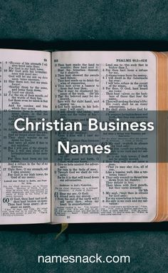 an open bible with the words christian business names