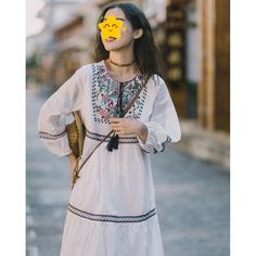 Beach Outfit Loose Ethnic Embroidered Long Sleeve Boho Dress

Material: Polyester

Style: Sweet, Boho

Size: Free Size

Color: White

Applicable Scene: Leisure, Daily,Vacation Long Sleeve Boho Dress, Dress Material, Dress Materials, Boho Dress, Beach Outfit, Free Size, Color White, Long Sleeve, White