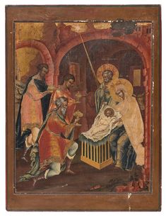 an icon depicting the birth of jesus