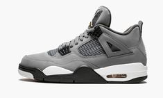 The Air Jordan 4 “Cool Grey” is the 2019 retro of the classic colorway. Originally released in 2004 as one of the first non-original colorways of the iconic Air Jordan 4, the “Cool Grey” edition became a rare and coveted sneaker throughout the years. Jordan collectors welcomed it back in 2019 with open arms. This 2019 version features the exact same look as the original release, constructed with a grey nubuck upper with black accents and a white midsole. Hits of yellow are found on the “Flight” Jordan 4 Retro Cool Grey, Jordan 4 Cool Grey, Jordan Iv, Jordan 4s, Converse Run Star, Nike Jordan Retro, Exclusive Sneakers, Nike Dunk High, Jordan 4 Retro