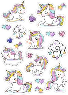 stickers with unicorns and stars on them