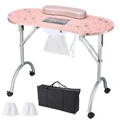 Professional Nail Desk - Foldable Manicure Nail Table features built-in dust collector & wrist cushion, 4 pcs 360-degree swivel wheels with locks for easily moving to any places & locking to keep in fixed position; Ideal for nail art, beauty salon, Spa, professional manicurists, beauty gurus. Efficient Dust Removal - Built-in dust collector with a strong fan, one button to clean away nail crumbs & dust and collect into the dust bag, no more dust flying, giving you & your customers free-breathing Salon Desk, Nail Desk, Clean Workspace, Nail Salon And Spa, Nail Table, Nail Art At Home, Manicure Table, Professional Nail Art, Dust Removal