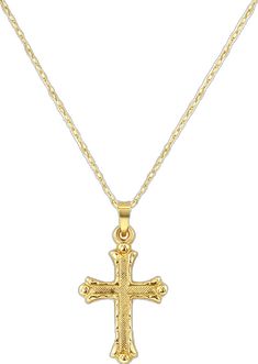 Classic Yellow Gold Cross Jewelry, Elegant Engraved Yellow Jewelry, Luxury Yellow Gold Cross Pendant Jewelry, Classic Yellow Gold Cross Pendant Jewelry, Classic Yellow Necklace, Luxury Yellow 14k Gold Necklaces, 14k Gold Yellow Polished Necklace, Formal Yellow Tarnish-resistant Jewelry, Luxury Yellow 14k Gold Jewelry