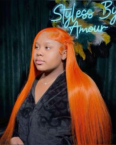 Orange Hairstyles For Black Women, Orange Wig Hairstyles, Orange Wigs For Black Women, Wig With Braid, Orange Wigs, Black Hair Protective Styles, Wigs Hairstyles, Orange Wig