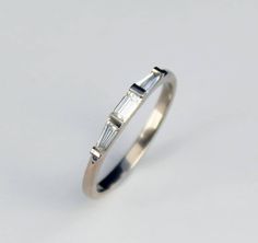 Three Stone Baguette Band, 0.40 Ct Baguette And Tapered Baguette Colorless Moissanite Wedding Band, Baguette Matching Band Anniversary Gift Wedding Band With Baguettes, Wedding Rings Baguette, Wedding Band Baguette, Engagement Ring Delicate, Delicate Wedding Ring, Baguette Band, Gray Ring, Ring Baguette, Delicate Wedding