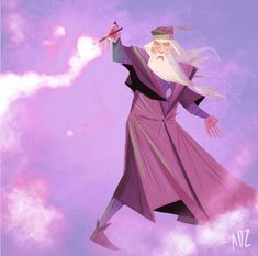 the wizard is flying through the air with his wand