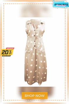 Fashion Women Sleeveless Summer Polka Dot Dress Beach Ladies V Neck Casual Midi Shirt Beach Sundress Sleeveless Polka Dot Sundress For Day Out, Polka Dot Sleeveless Sundress For Day Out, Sleeveless Polka Dot Dress For Vacation, Summer Polka Dot Sleeveless Knee-length Dress, Sleeveless Polka Dot Dress For Day Out, Polka Dot Sleeveless Dress For Day Out, Knee-length Polka Dot Sleeveless Summer Dress, Polka Dot Sleeveless Sundress For Summer, Polka Dot Sleeveless Summer Sundress