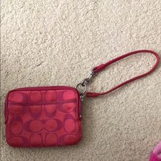 Cute Coach Wristlet Wallet! Functional Zippers & Beautiful Pop Of Color For Any Outfit! Basically Brand New, Forgot I Had It Lol Pink Pouch Wristlet With Strap, Pink Pouch Wristlet With Wrist Strap, Pink Wristlet For Daily Use, Pink Wristlet With Wrist Strap For Daily Use, Coach Pink Clutch For Everyday Use, Pink Coach Pouch Wristlet, Pink Coach Wristlet For Everyday Use, Coach Pink Wristlet For Everyday Use, Pink Pouch Wallet With Wrist Strap