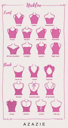 a pink poster with different types of bras on it's back and sides