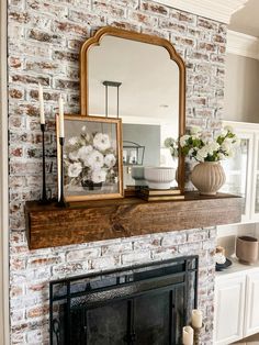 Fireplace decor  Mirror, Walmart finds, Walmart home, home decor, vase, snowball stems, Michael�’s stems, faux floral, wall art, Walmart planter, transitional style, transitional decor, neutral decor   #LTKstyletip #LTKhome #LTKfindsunder50  Follow my shop @life.on.chatham.lane on the @shop.LTK app to shop this post and get my exclusive app-only content!  #liketkit  @shop.ltk https://liketk.it/4AST4 Average Homes, Target Decor, Brand New Home, Walmart Home, Home Decor On A Budget, Decor On A Budget