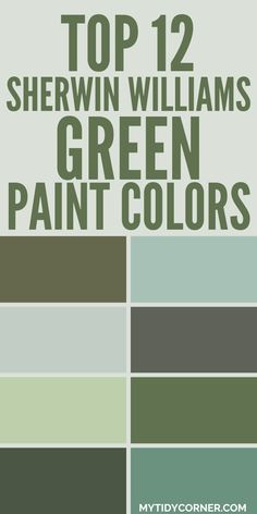 Collage of the best green paint colors from Sherwin Williams. Plymouth Green Sherwin Williams, Restful Green Sherwin Williams, Hearts Of Palm Sherwin Williams, Green Paint Entryway, Sw Saguaro Paint, Glidden Green Paint Colors, Sherwin Williams Verdigreen, Sherwin Williams Ryegrass Green, Sherwin Williams Paradise