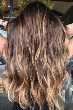 Color Meld Hair, Long Brown Hair With Highlights And Layers, Sun Kissed Hair Brunette Balayage, Caramel Blond Balayage, Light Brown Hair With Honey Highlights, Brunette With Caramel Highlights Honey, Beachy Brown Hair, Brunette Beach Hair, Light Brown Hair With Caramel Highlights