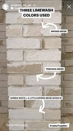 a white brick wall with instructions to paint it and how to use the same color