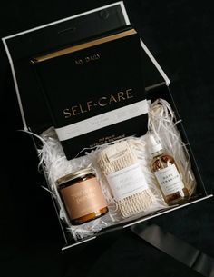 the self care gift set is in its box