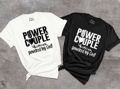 Power Couple Shirts, Christian Gifts, Husband and Wife T-shirt, Matching Couples Tee,Anniversary Gifts,Religious Shirts,Couple Cruise Outfit HOW TO ORDER 1-) Please, check and review all the photos. 2-) Choose your t-shirt size and color. *Different styles of shirts may have different shades of the same color choice due to different manufacturer brands. *For this reason, we recommend matching shirts from the same styles if you want precisely matching colors (ex. Unisex, V-necks, Toddler, etc.). Couple Cruise, Gifts Husband, Couples Shirts, Couple Tees, Religious Shirt, Cruise Outfits, Silhouette Ideas, Matching Colors, Power Couple