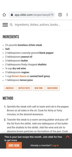 an orange and black menu with the words ingredients, directions, and instructions on it