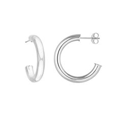 These beautiful light-weight hoops arethe perfect transitional day to night piece. Available in 14K White Gold, Yellow Gold, or Rose Gold Earrings are hollow Exterior Diameter = 25mm Interior Diameter = 18mm Thickness = 4mm Timeless Small Hoop Earrings With Shiny Finish, Timeless Hoop Earrings With Shiny Finish, Timeless Shiny Hoop Earrings, Minimalist Round Hoop Earrings With Shiny Finish, Pave Bangle, Tube Hoop Earrings, Diamond Stacks, Gold Waves, Gold Bead Bracelets