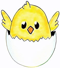 a drawing of a chick in an egg shell