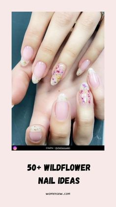 Wild Flower Nails, Wildflower Nails, Mint Green Nails, Elegant Manicure, Picking Flowers, Colorful Bouquet, Dry Nails, Happy Paintings