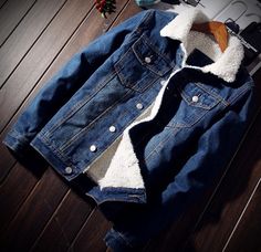 Cowboy Jean Jacket | Jacket | The Urban Clothing Shop™ Denim Wool Jacket, Winter Jeans Jacket, Male Cowboy, Mens Outwear, Fleece Denim Jacket, Casual Outfits Plus Size, Mens Fashion Denim, Denim Jacket Winter, Herren Style