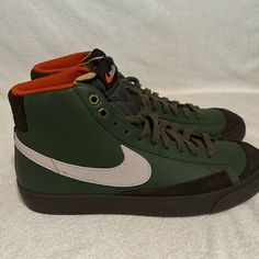 Nike Blazer Very Comfortable Nike Best Shoes. Size 10.5 Sold Out Item. Nike Retro Leather Skate Shoes, Vintage Nike Sneakers With Boost Midsole, Vintage Nike Sneakers With Boost Technology, Retro Nike Leather Skate Shoes, Green Leather Skate Shoes With Rubber Waffle Outsoles, Custom High-top Sneakers With Rubber Waffle Outsoles For Outdoor, Vintage Custom Leather Sneakers With White Sole, Vintage Custom Sneakers With Boost Midsole, Vintage Leather Custom Sneakers With White Sole