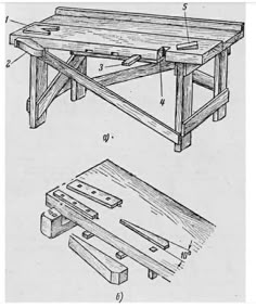 an old drawing shows how to build a coffee table with two benches and one bench