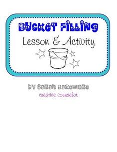 a blue and white sign that says bucket fling lesson & activity with stars on it