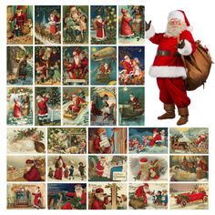 a collage of christmas pictures with santa claus