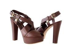 Louis Vuitton Shoe Bold Strap Peep Toe Platform 39 / 9 New - mightychic Luxury Brown Heels With Buckle Closure, Platform Shoe, Louis Vuitton Shoes, Warm Brown, Cross Straps, Shoe Game, Platform Shoes, Authentic Louis Vuitton, Criss Cross