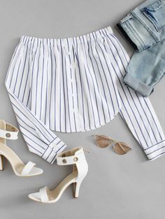 Crop Top Ideas, Ladies Crop Top, Striped Tops Women, Crop Top Designs, Womens Trendy Tops, Top Shein, Fashion Tops Blouse, Diy Fashion Clothing, Top Ideas