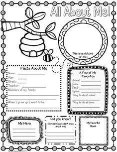 an all about me worksheet with pictures