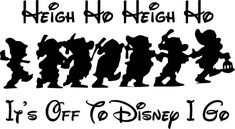 the silhouettes of mickey mouse and other disney characters with words that say, it's off to disney i go