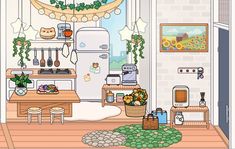 the kitchen is decorated with plants and potted plants