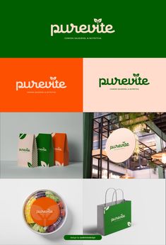 the logo for purentite is shown in green and orange colors, including an orange circle